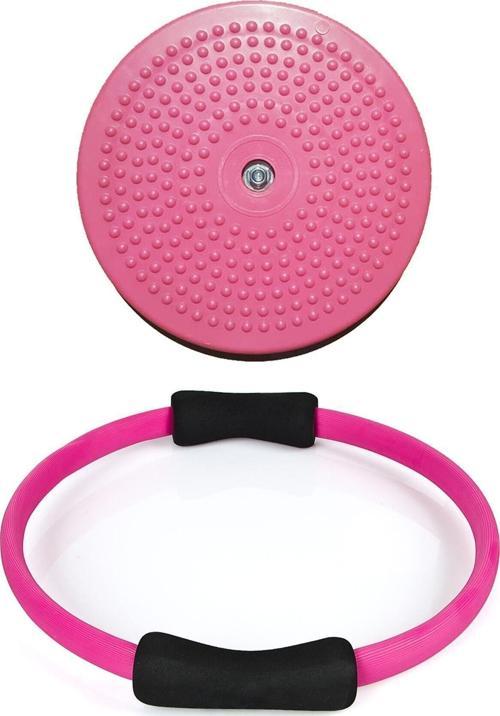 Pilates Egzersiz Çemberi Ve Full Tırtıklı Pembe Twister Disk Bel Inceltici Disk Pilates Pilates Seti