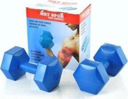 Spor 10 Kg X 2 Adet Deluxe Pvc Kaplama Mavi Plastik Dambıl Ağırlık Seti