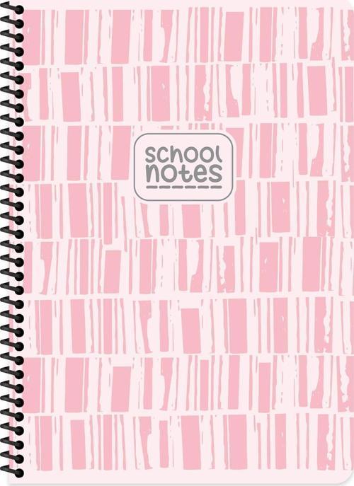 Çizgili Karton Kapak Spiralli Çizgi Defter Pembe 16,5*22,5 80 Yp