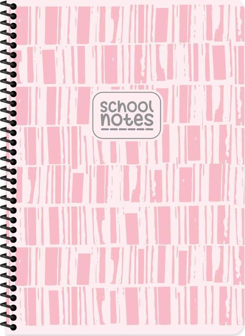 Çizgili Karton Kapak Spiralli Çizgi Defter Pembe A4 80 Yp