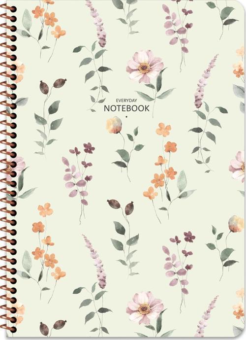 A4 Çizgili Defter Çiçek - Krem