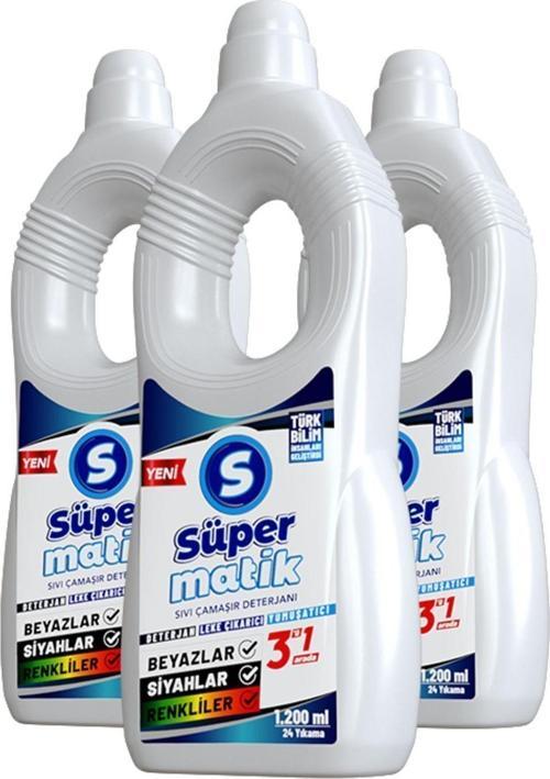 3'Ü 1 Arada %100 Yerli Sıvı Çamaşır Deterjanı 3 Adet 1200 Ml