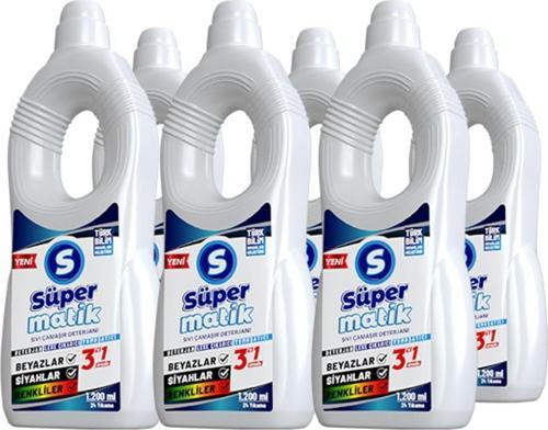 3'Ü 1 Arada %100 Yerli Üretim Sıvı Çamaşır Deterjanı 6 Adet 1200 Ml