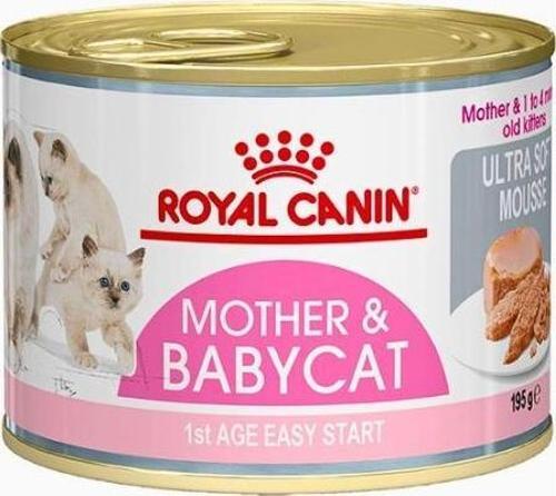 Mother& Babycat Anne ve Yavru Kediler için Konserve Yaş Maması 12X195 gr