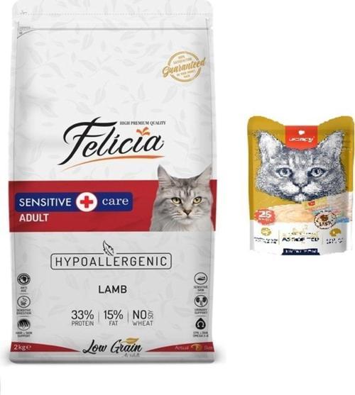 2 Kg Yetişkin Kuzulu Kedi Kuru Maması + Wanpy Karışık 8 Lezzetli Krema Kedi Ödülü 25*14 Gr