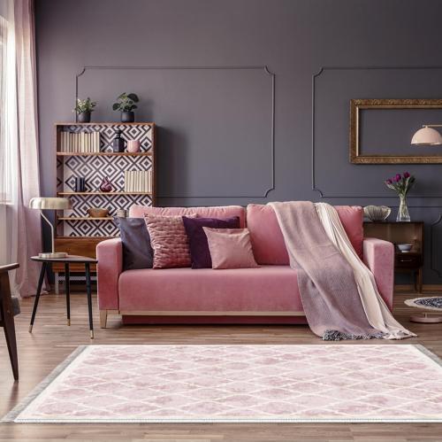 Alanur Trend Kaymaz Dod Tabanlı Saçaklı Dijital Halı