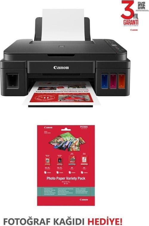 G3416 Wi-Fi + Tarayıcı + Fotokopi Renkli Tanklı Yazıcı+Fotoğraf Kağıdı