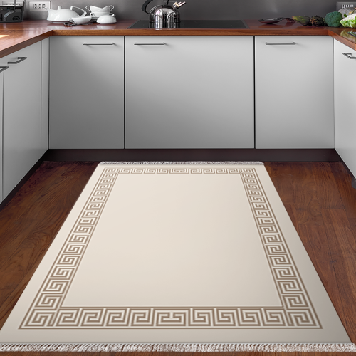 Kaymaz Taban Djt Mutfak Halısı Yıldız Deri Saçaklı Modern Kt493