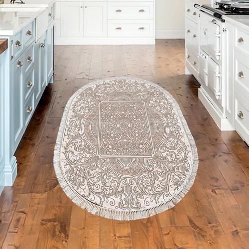 Kaymaz Taban Djt Mutfak Halısı Yıldız Deri Saçaklı Oval Modern 1488