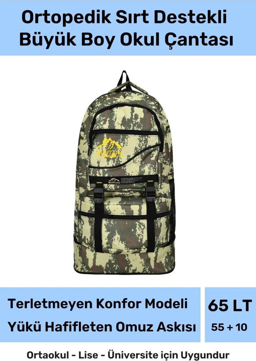 Büyük Boy Ortopedik & Terletmeyen Konfor Modeli Çok Gözlü Bölmeli Lise Ortaokul Okul Sırt Çantası