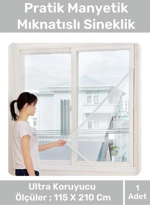 Deluxe Pencere Balkon Dükkan Cam Pratik Manyetik Mıknatıslı Siyah Kapı Sinekliği Tülü 115 X 210 Cm