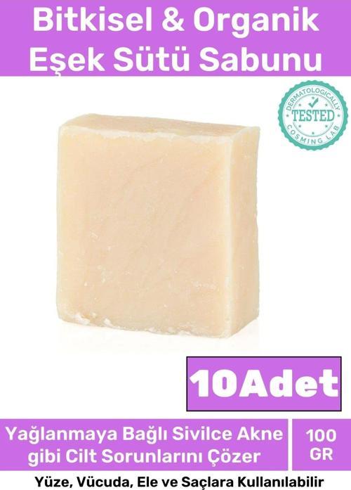 Özel %100 Doğal Bitkisel El Yüz Vücut Saç Cilt Orijinal Vegan 10'lu Eşek Sütü Sabunu
