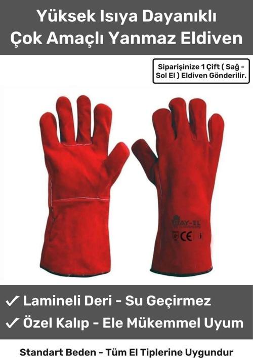 Deluxe Serisi Yanmaz Isıya Dayanıklı Eldiven Kaynak Yangın Için Su Geçirmez Çok Amaçlı Deri Eldiven