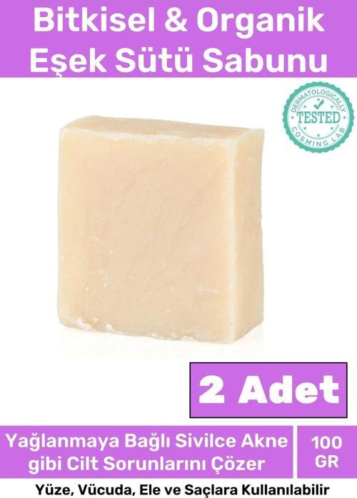 Özel %100 Doğal Bitkisel El Yüz Vücut Saç Cilt Orijinal Vegan 2'li Eşek Sütü Sabunu