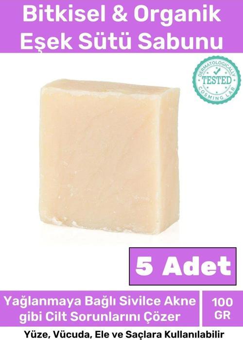 Özel %100 Doğal Bitkisel El Yüz Vücut Saç Cilt Orijinal Vegan 5'li Eşek Sütü Sabunu