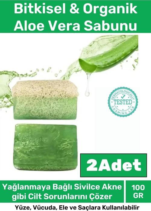Özel %100 Doğal Koku Yüz Cilt Beyazlatıcı Organik Nemlendirici Kabak Lifli Aloe Vera Sabunu 2 Adet