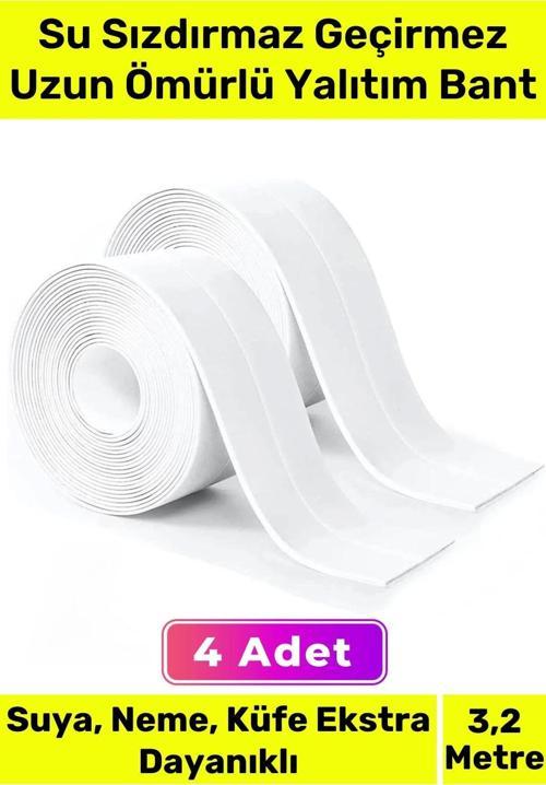 Ekstra Güçlü Su Geçirmez Sızdırmaz Dayanıklı Yalıtım Tamir Küf Önleyici Beyaz Bant 3.2m - 4 Adet
