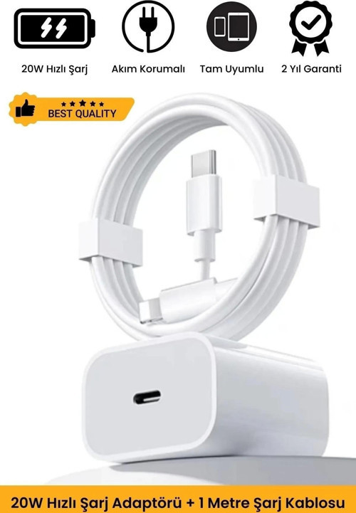 İphone Tüm Serilere Uyumlu 20w Hızlı Şarj Seti Adaptör Type C Kablolu X 11 12 13 14 15 16 Plus Pro