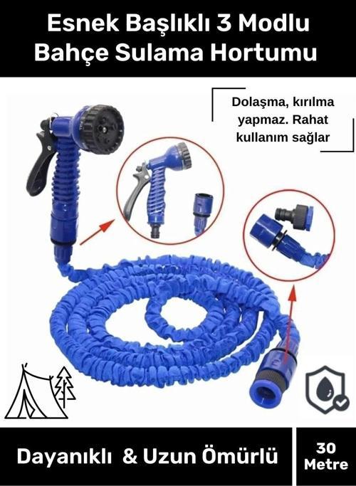 Özel Üretim Dolaşmaz Kırılmaz 7 Kademeli Uzayan Bahçe Sulama Araç Yıkama Tabancalı 30 Metre Hortum