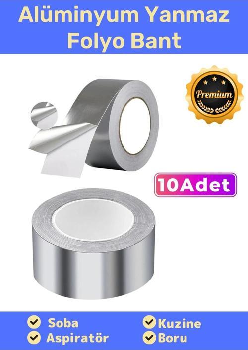 Özel Suya Sıcaklığa Dayanıklı Tamir Soba Boru Yama Alüminyum Yanmaz Folyo Bant 44mm 20mt - 10 Adet