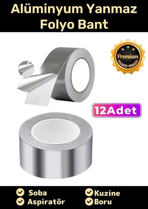 Özel Suya Sıcaklığa Dayanıklı Tamir Soba Boru Yama Alüminyum Yanmaz Folyo Bant 45mm - 5mt - 12 Adet