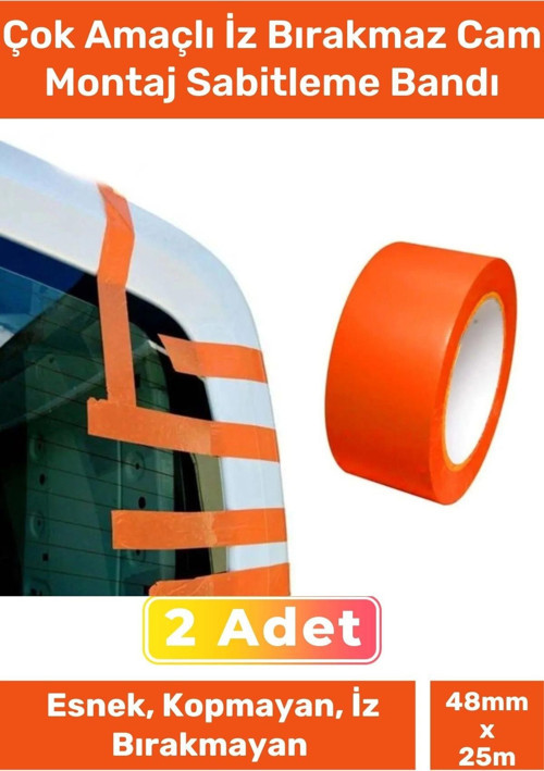 Özel Üretim Çok Amaçlı Araba Kopmayan İz Bırakmaz PVC 25 Metre Cam Montaj Sabitleme Bandı - 2 Adet