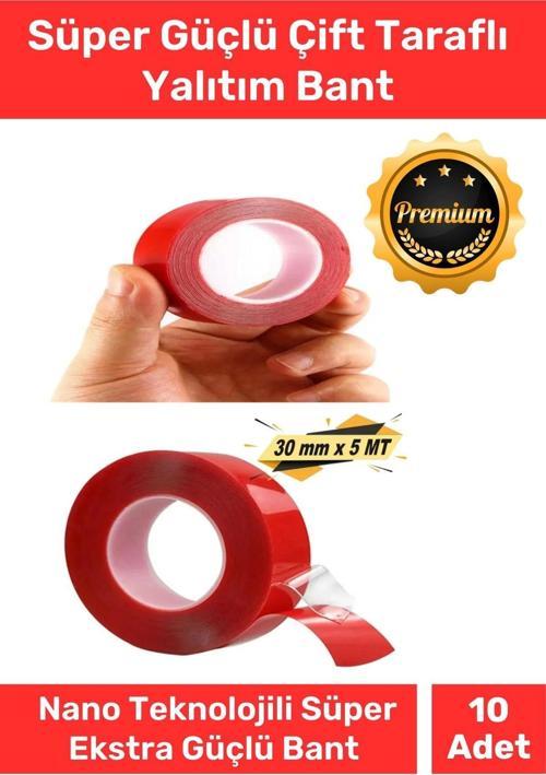 Özel Üretim Süper Güçlü İz Bırakmayan Çift Taraflı Akrilik Köpük Montaj Bandı 30mm X 5mt - 10 Adet