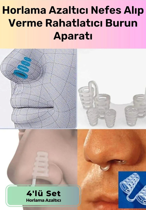 Premium Horlama Azaltıcı Nefes Alıp Verme Rahatlatıcı Uyku Önleyici Burun Delik Aparatı 4'lü Set