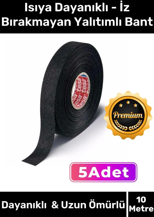 Premium Isıya Dayanıklı Aşınma Direnci Kalıntı Bırakmayan Alev Geciktirici 10mt Yalıtım Bant 5 Adet