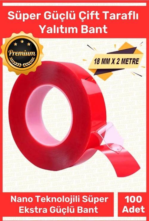 Premium Ekstra Güçlü Çok Amaçlı Çift Taraflı Tamir Mekan Montaj 1,5 Mt Silikon Şeffaf Bant 100 Adet