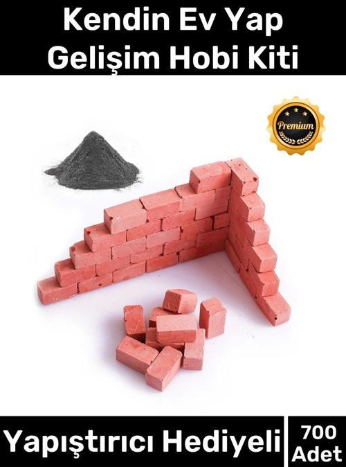 Premium Minyatür Mini Kendin Ev Yap Inşaat Yapı 700 Adet Tuğla Hobi Seti - Yapıştırıcı Hediyeli Kit