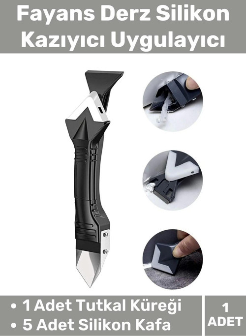 Premium Mutfak Banyo Fayans Derz Silikon Kazıyıcı Sıyırıcı Doğrayıcı Uygulayıcı 3 in 1 Aparat