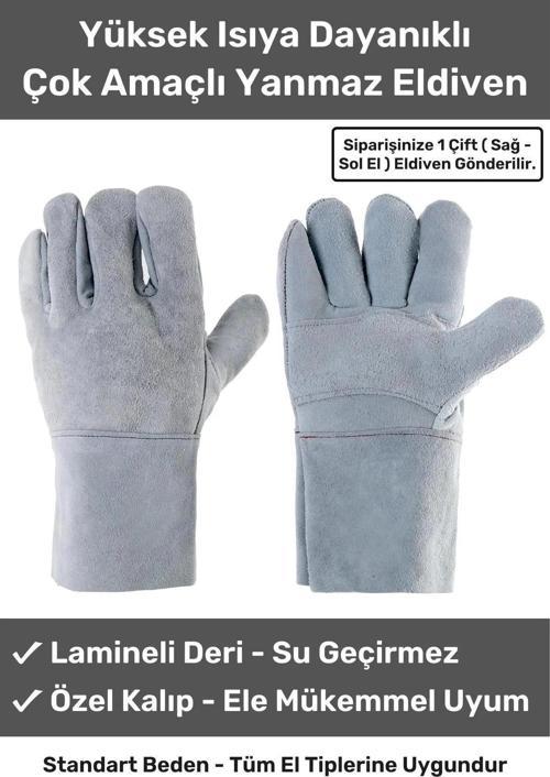 Premium Serisi Yanmaz Isıya Dayanıklı Eldiven Kaynak Yangın Için Su Geçirmez Çok Amaçlı Deri Eldiven