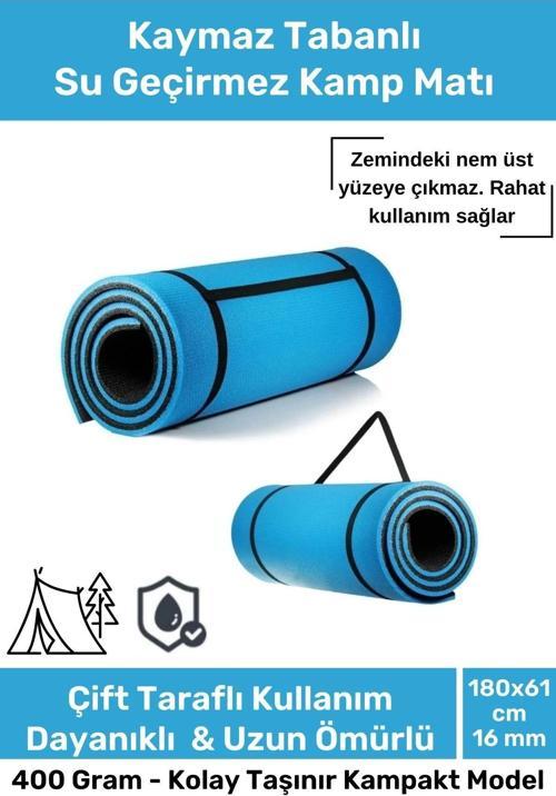 Premium Su Geçirmez Konforlu Taşıma Askılı Çift Taraflı Zemin Çadır Uyku Kamp Matı Yer Minderi 16 mm