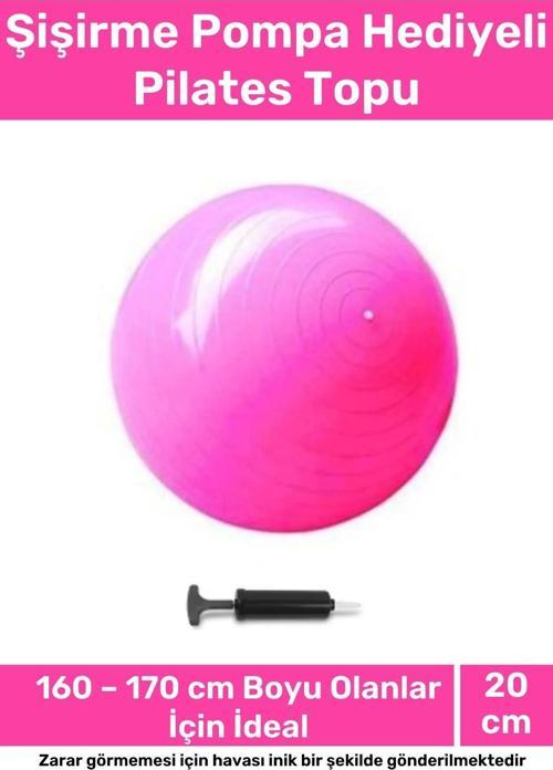 Profesyonel Seri Dayanıklı Yüksek Kalite Mini Gymball 20cm Pembe Pilates Topu Şişirme Pompa Hediyeli