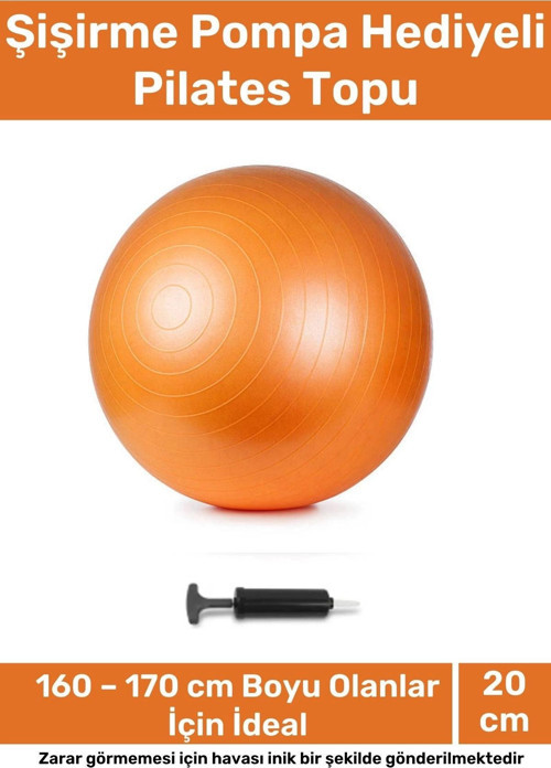 Profesyonel Seri Dayanıklı Yüksek Kalite Mini Gymball 20cm Turuncu Pilates Topu Şişirme Pompa Hediye