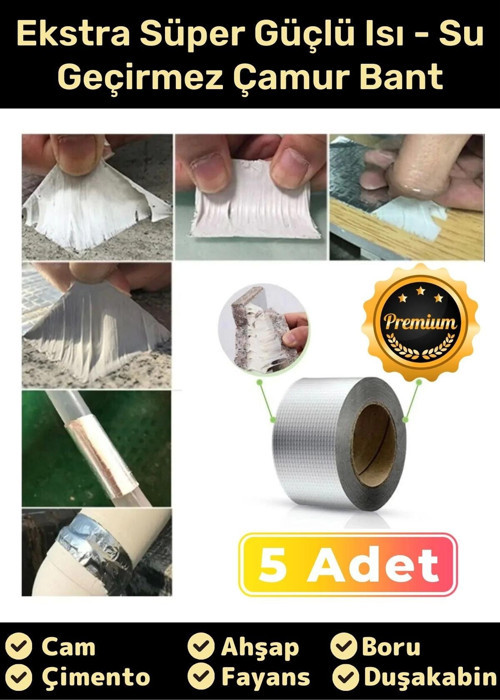 Su Geçirmez Sızdırmaz Alev Geciktirici Dayanıklı Alüminyum Tamir Bandı Sakız Çamur Bant 48mmx2mt
