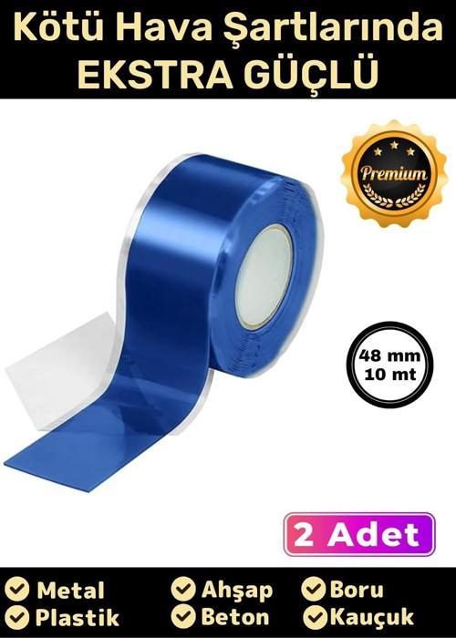 Süper Güçlü Su Geçirmez Sızdırmaz Mavi Renk Çok Amaçlı Tamir ve İzolasyon Bandı 48mm x 10m - 2 Adet