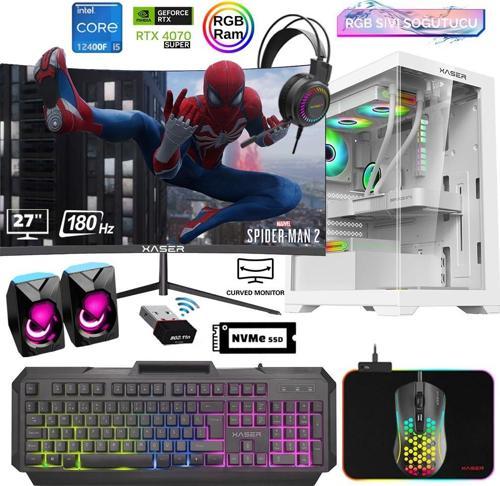 Xsr807 i5 12400F 16GB Ram 512GB M.2 NVMe SSD 12GB RTX4070 SUPER 27"Curved 180Hz Sıvı Soğutma Oyuncu Bilgisayarı