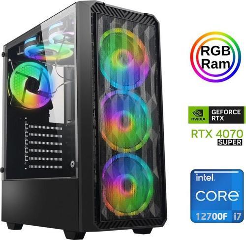 Xsr883 i7 12700F 16GB Ram 512GB M.2 NVMe SSD 12GB RTX4070 SUPER Oyuncu Masaüstü Bilgisayarı