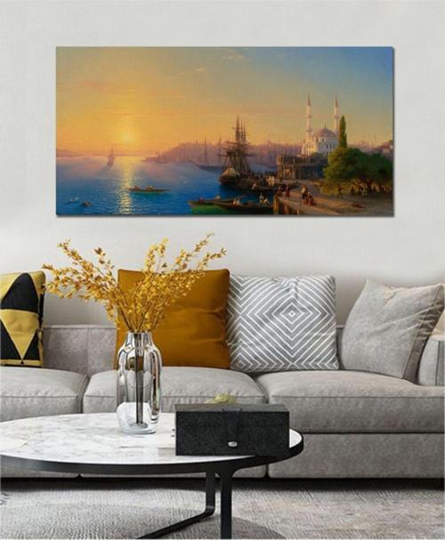 80X40Cm Eski Istanbul Dekoratif Duvar Kanvas Tablo