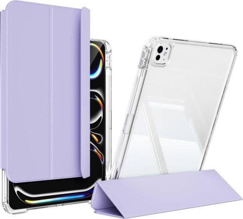 Apple iPad Pro 12.9 6.Nesil M2 Çipli Magnetik Ayrılabilen Arkası Şeffaf Silikon Airbagli Sliding Tablet Kılıfı