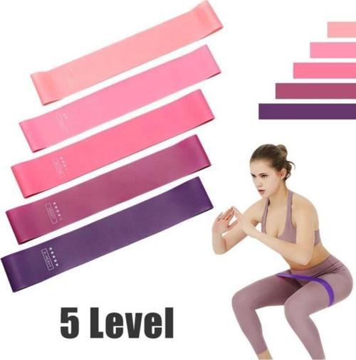 5 Li Farklı Dirençte Squat Bandı Hafif Orta Sert Pilates Aerobik Çalışma Lastiği Egzersiz Fitness