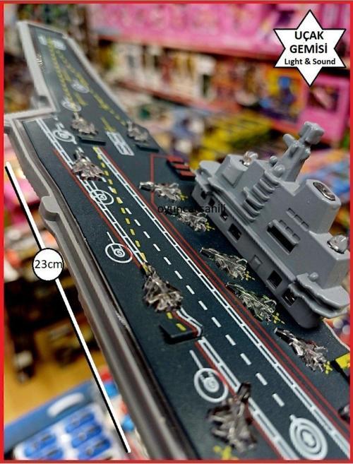 Savaş Uçak Gemisi Metal Kruvazör Oyuncak Komple Işıklı Sesli 23Cm Kırılmaz Sürtmeli Uss Gerald Ford