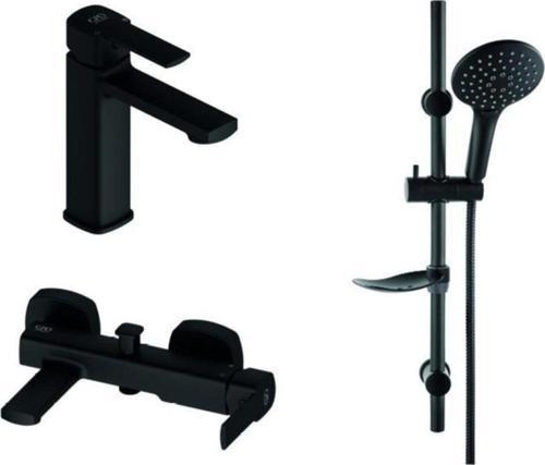 Pedra Siyah Banyo Lavabo Sürgülü Duş Seti Mlb160-S-Mbb160-S-Dst57-S