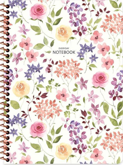 16.5x22.5 Çizgili Defter Çiçek - Beyaz