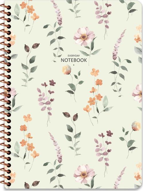 16.5x22.5 Çizgili Defter Çiçek - Krem