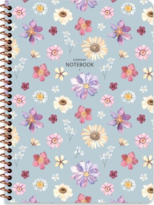16.5x22.5 Çizgili Defter Çiçek - Mavi