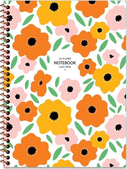 16.5x22.5 Çizgili Defter La Plume Flowers - Rengarenk