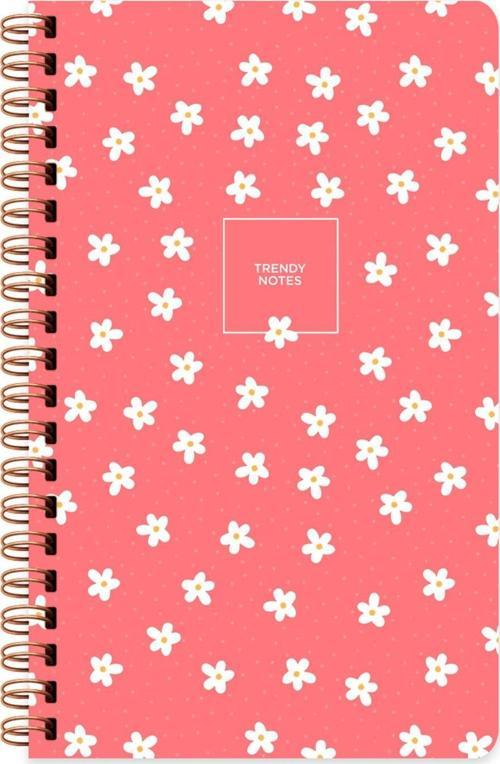 Sert Kapak Çizgili Spiralli Çiçek Defter Minik Papatya 13x21